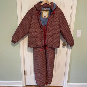 Hanna Andersson Vintage Kids Floral Snow Suit Set Jacket Bibs Size 160